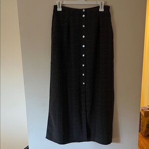 Vintage Chic Black Button-Front Maxi Skirt